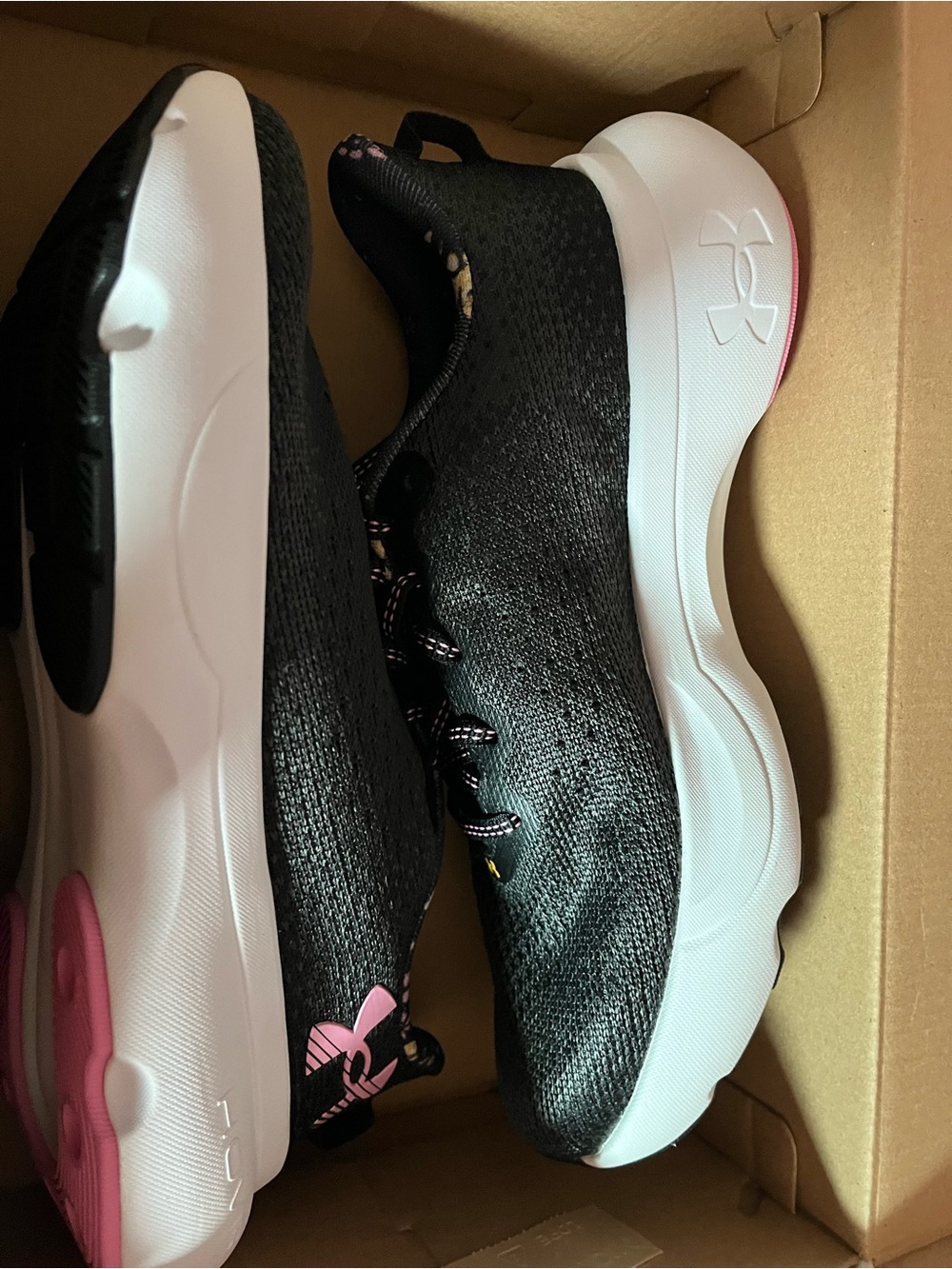 Under Armour Women's Black and Pink Athletic Sneakers